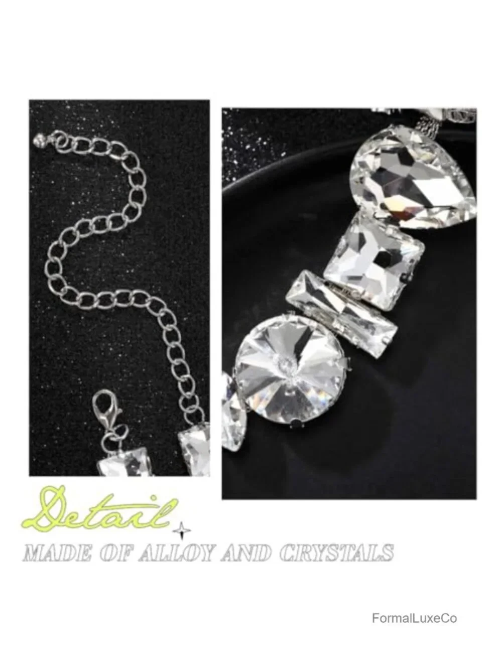 Chunky Crystal Choker Necklace for Women, Sparkly Rhinestone Wedding Prom